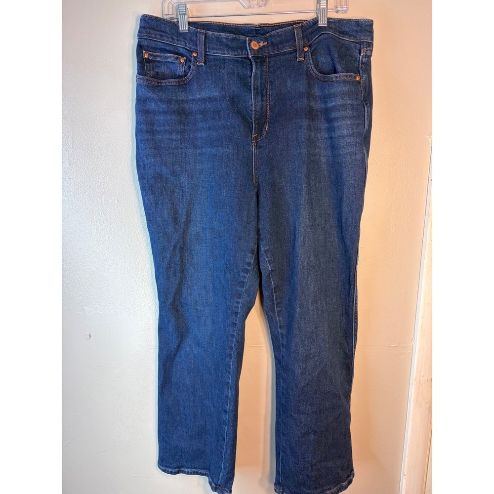 LL Bean Everyday High Rise Mini Boot Jeans Dark Wash Blue Denim 38x26 RN71341